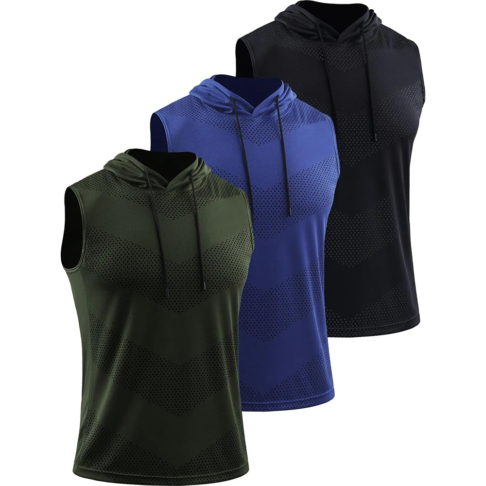 Men's Workout Tank Tops 3 Pack Sleeveless Running Shirts with Hoodie Sports Fitness Vest Sports Vests SpringStatements