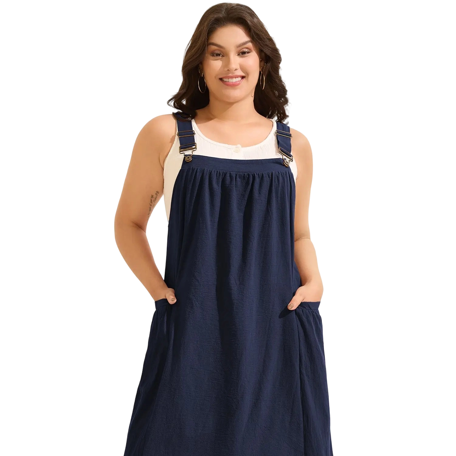 【Summer Turn-Up】【Pocket Approved】 Rust Pure Cotton Pleated Pockets Midi Dress