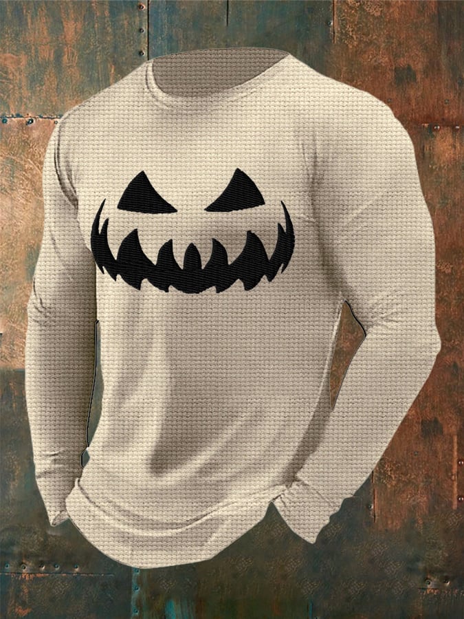 Men's Pumpkin Face Waffle T-shirt