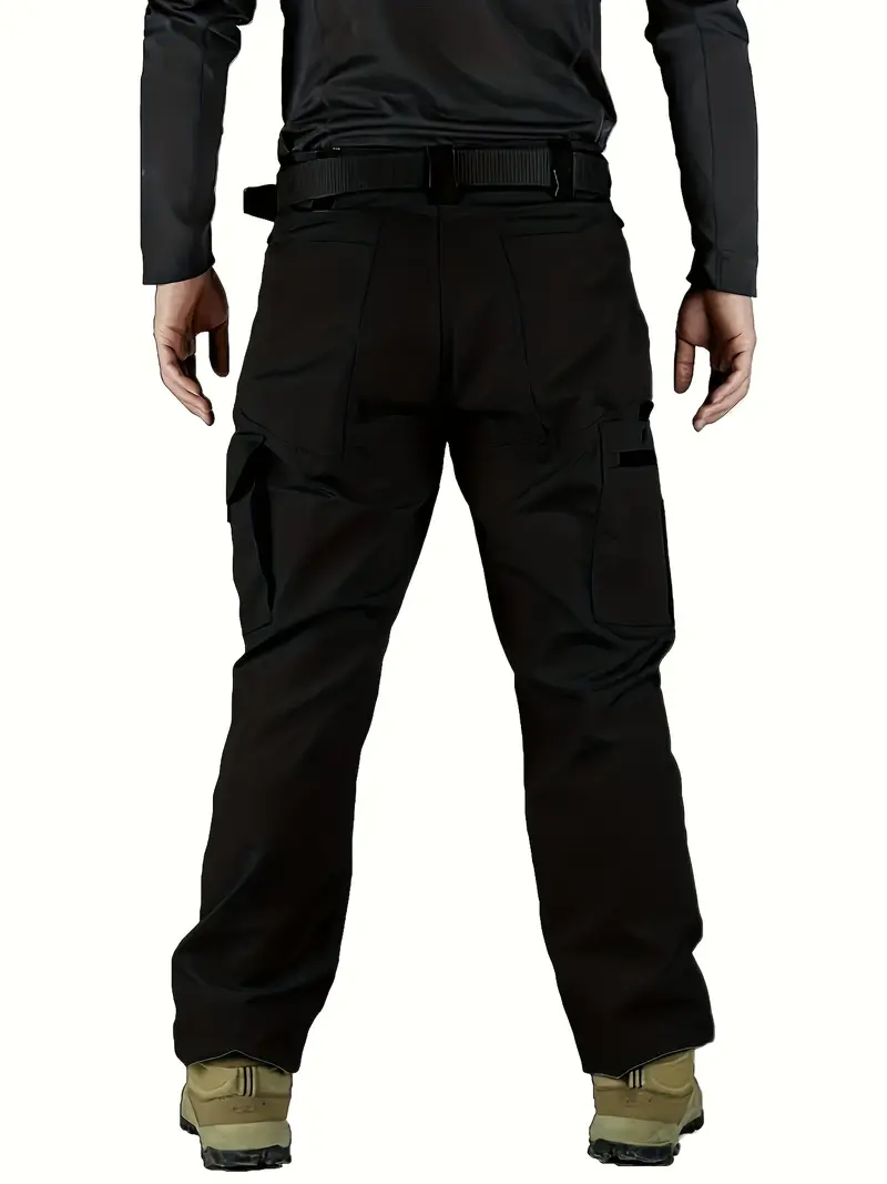 Men's Solid-Color Waterproof Tactical Cargo Pants — Belt Included, Multi-Pocket Design, Durable Outdoor Hiking & Casual Trousers