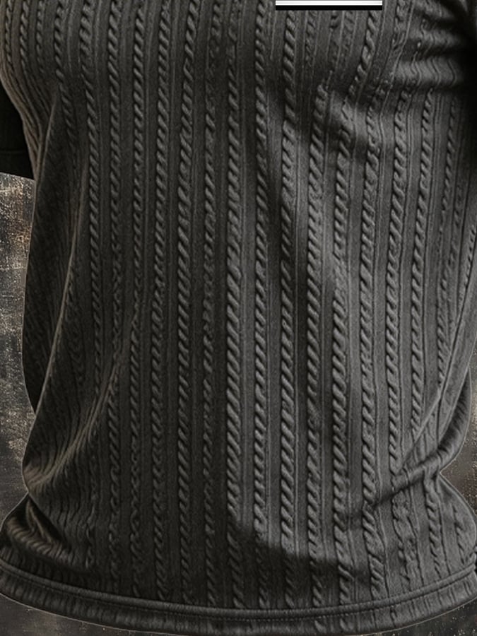 Men's Retro Textured Color-Blocked Polo Collar Short Sleeves