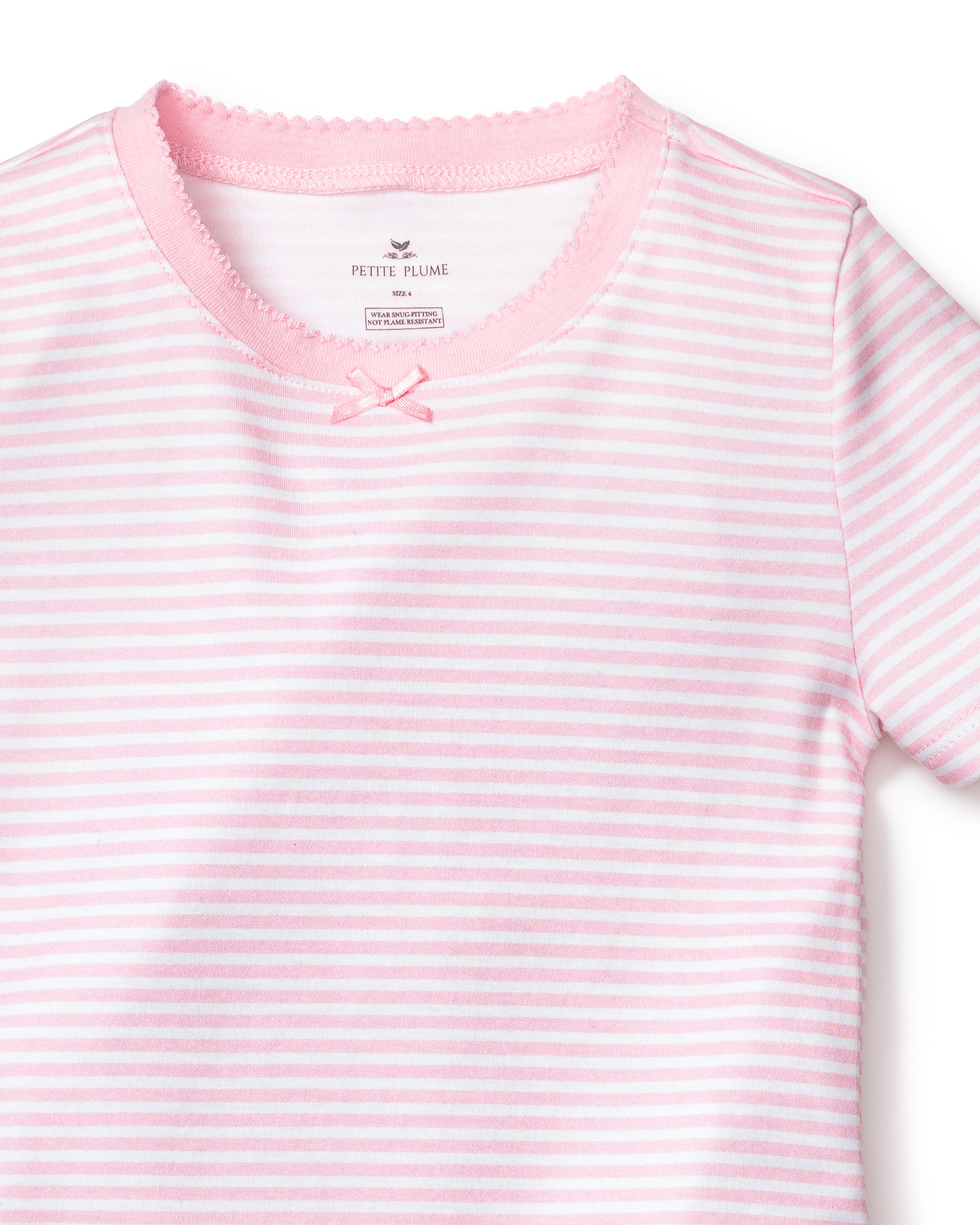 Kid's Pima Snug Fit Pajama Short Set in Pink Stripe