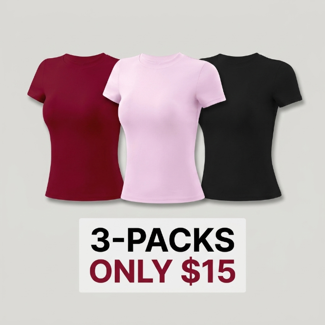 Women’s Slim-Fit Sports T-Shirt Set (Moisture-Wicking Nylon Activewear)