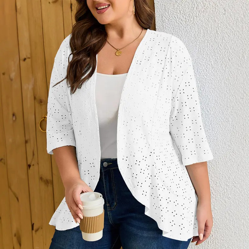 Women's Breezy Mesh Ruffle Kimono Cardigan
