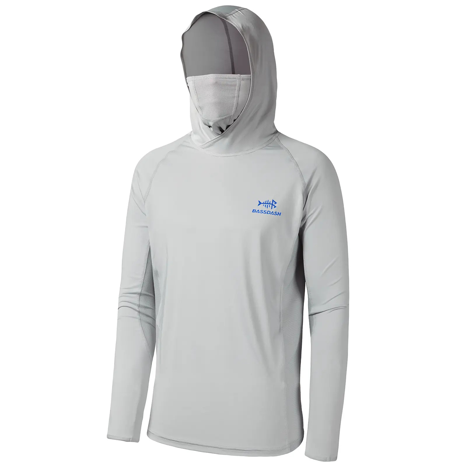 UPF 50+ Men’s Long Sleeve Fishing Shirt with Mask UV Neck Gaiter Hoodie