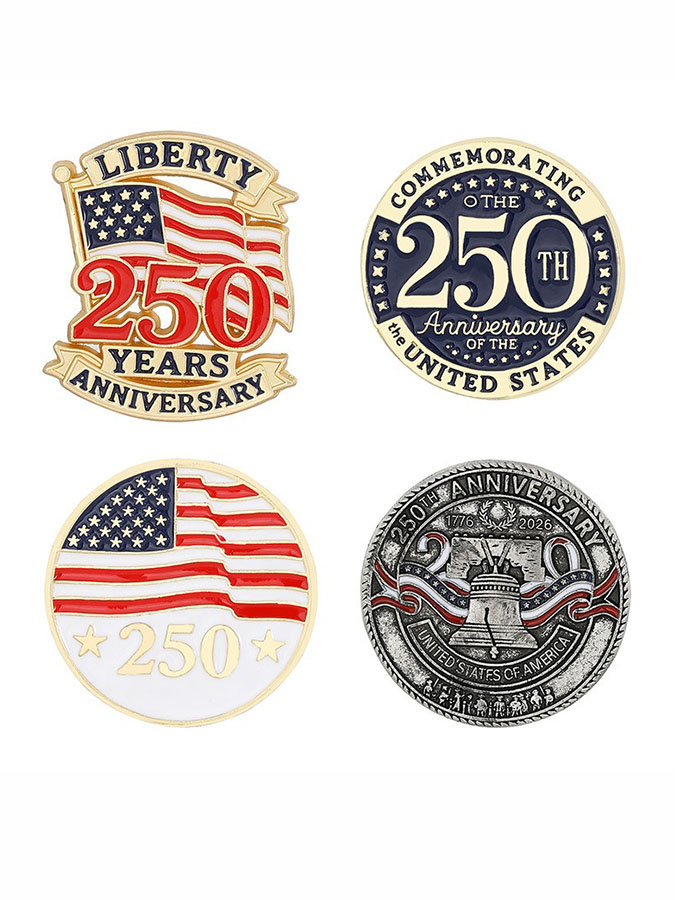 Unisex 2026 Independence Day Environmental Alloy Drop Honor Badge