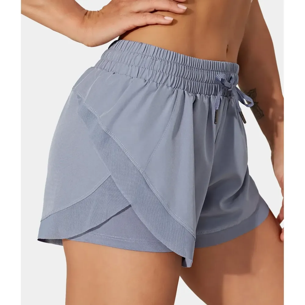 Contrast Flowy Mesh 2-in-1 Shorts