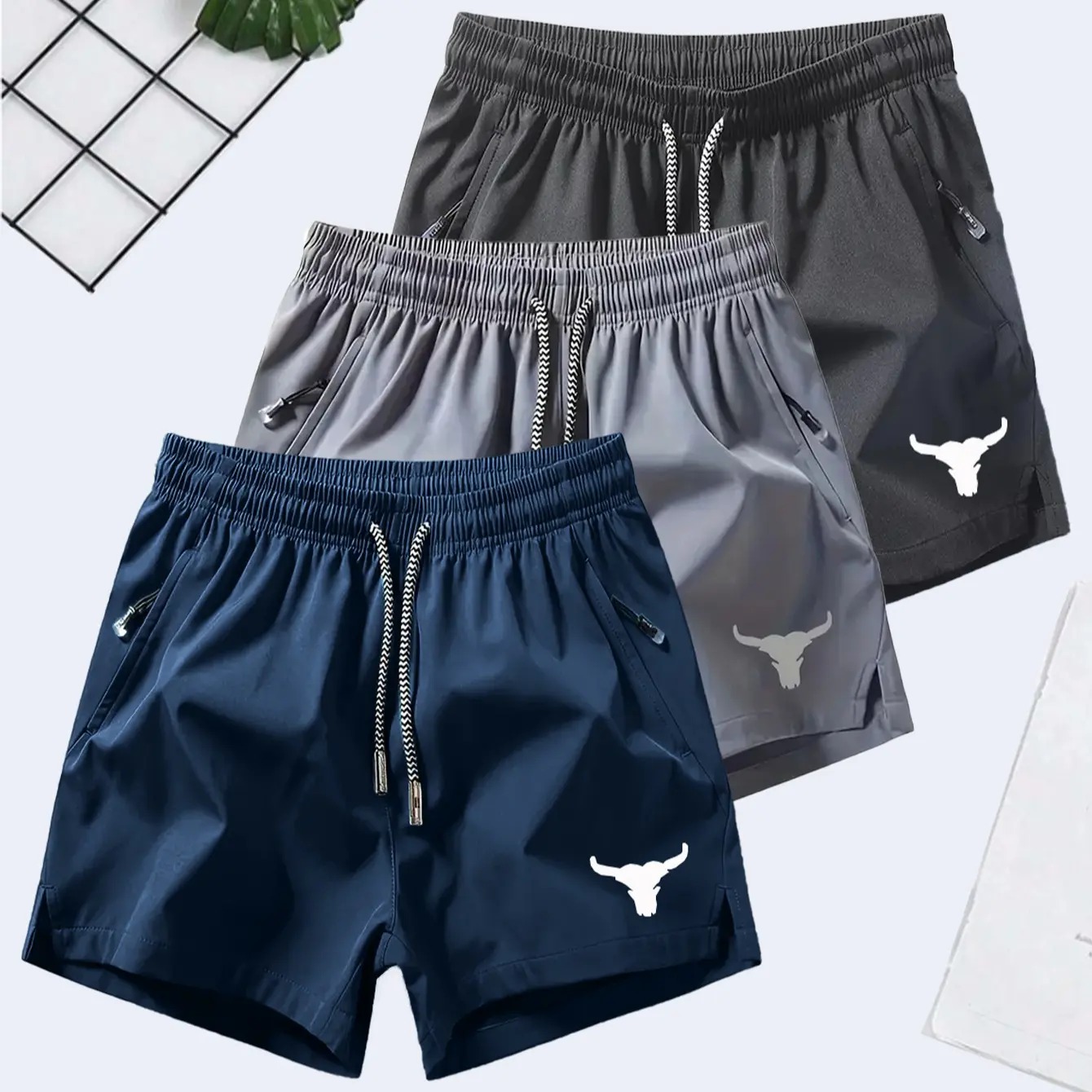 Unisex Lightweight Gym Shorts – Bull Head Graphic Training Shorts