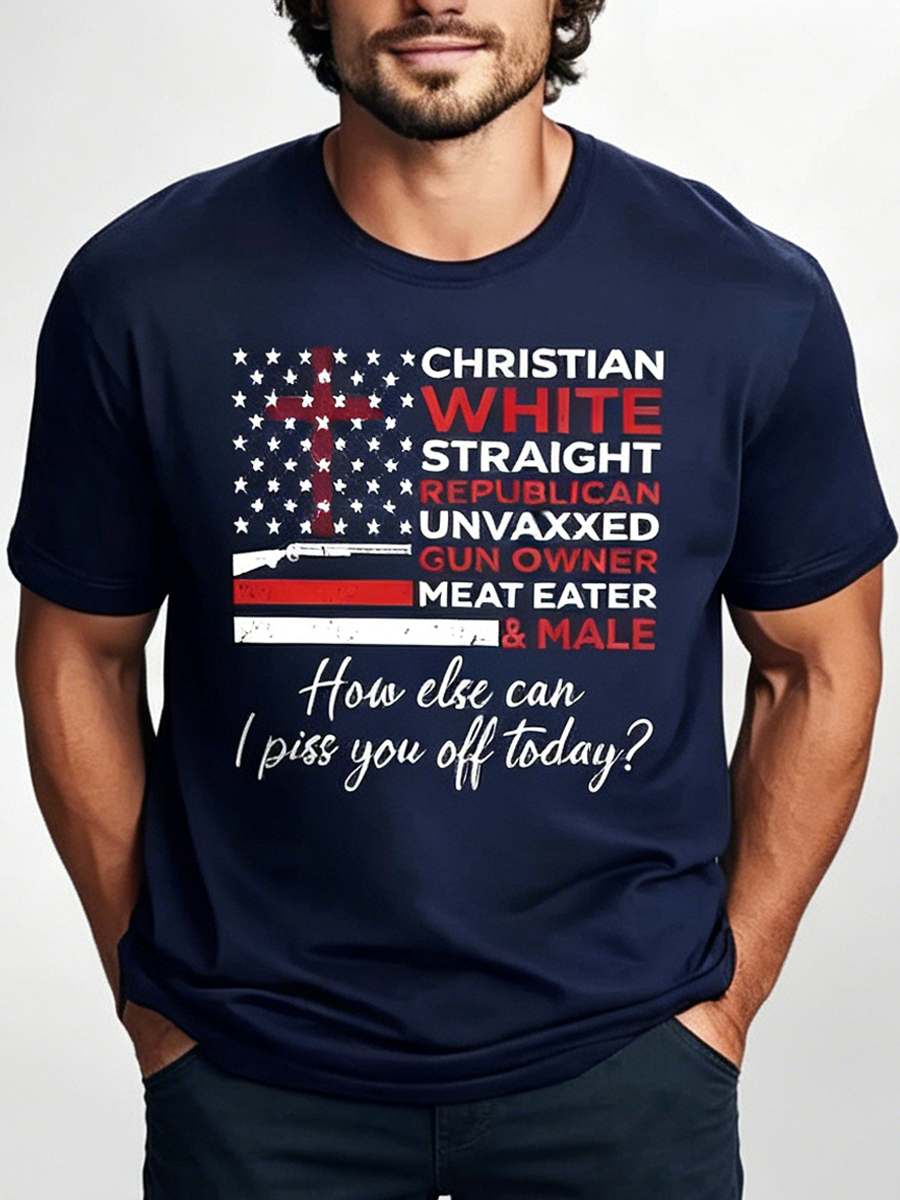 4Th Of July T-Shirt, Usa Flag Tee, Can I Piss You Off Shirt, Faith & Freedom American Flag Patriotic Christian, Gift Idea For Veteran