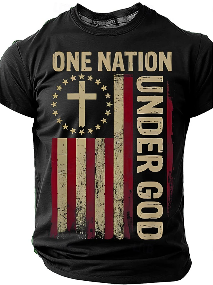Retro National Flag Cross Casual T-Shirt