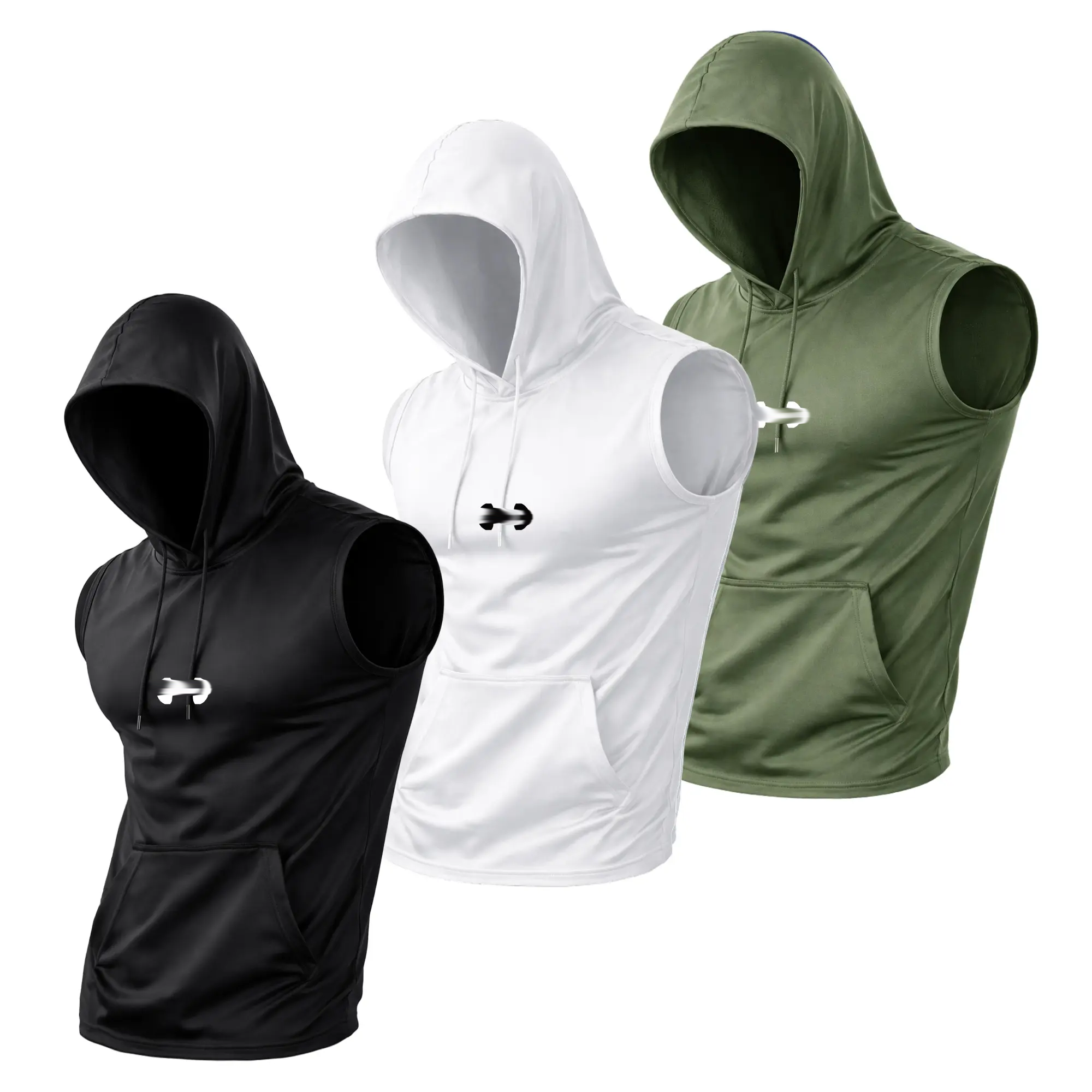 3-Pack Men’s Quick-Dry Cooling Hooded Sleeveless Tops