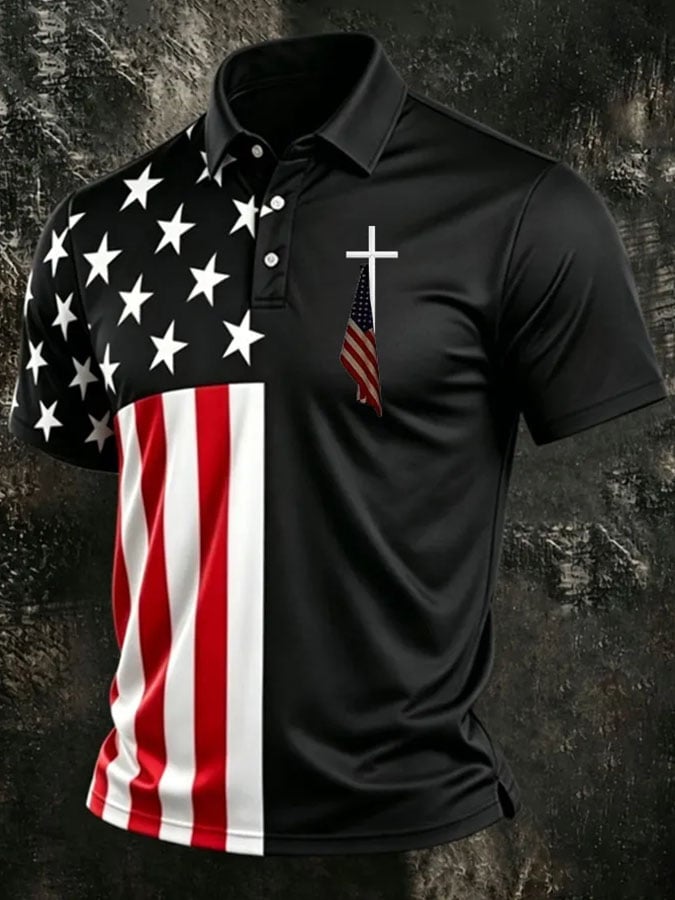 Men's America 250th Anniversary Print Casual Polo Shirt
