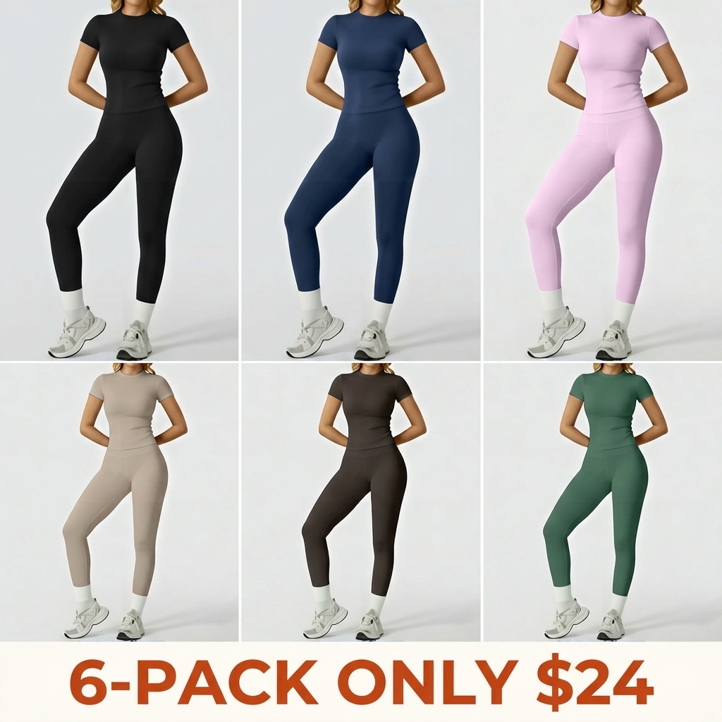 Women's Solid-Color Sports T-Shirt Set