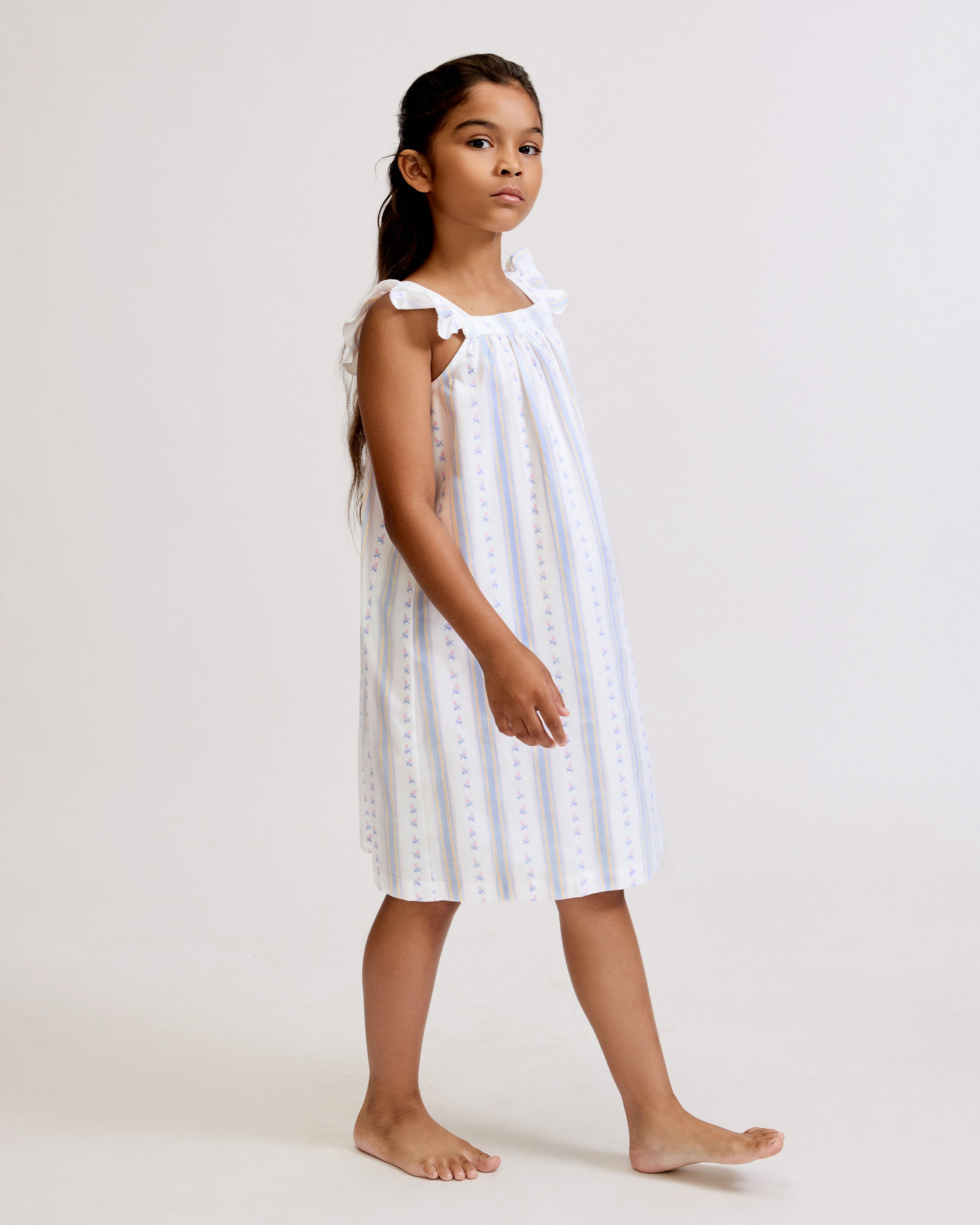 Girl's Twill Clara Nightgown in Cottage Stripe