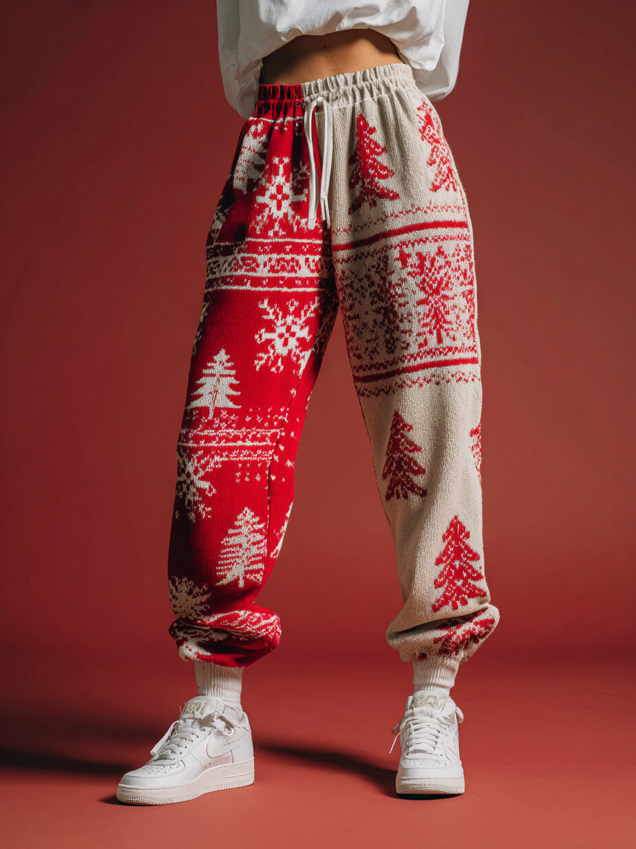 Women's Christmas Snowflake Tree Print Joggers Sweatpants