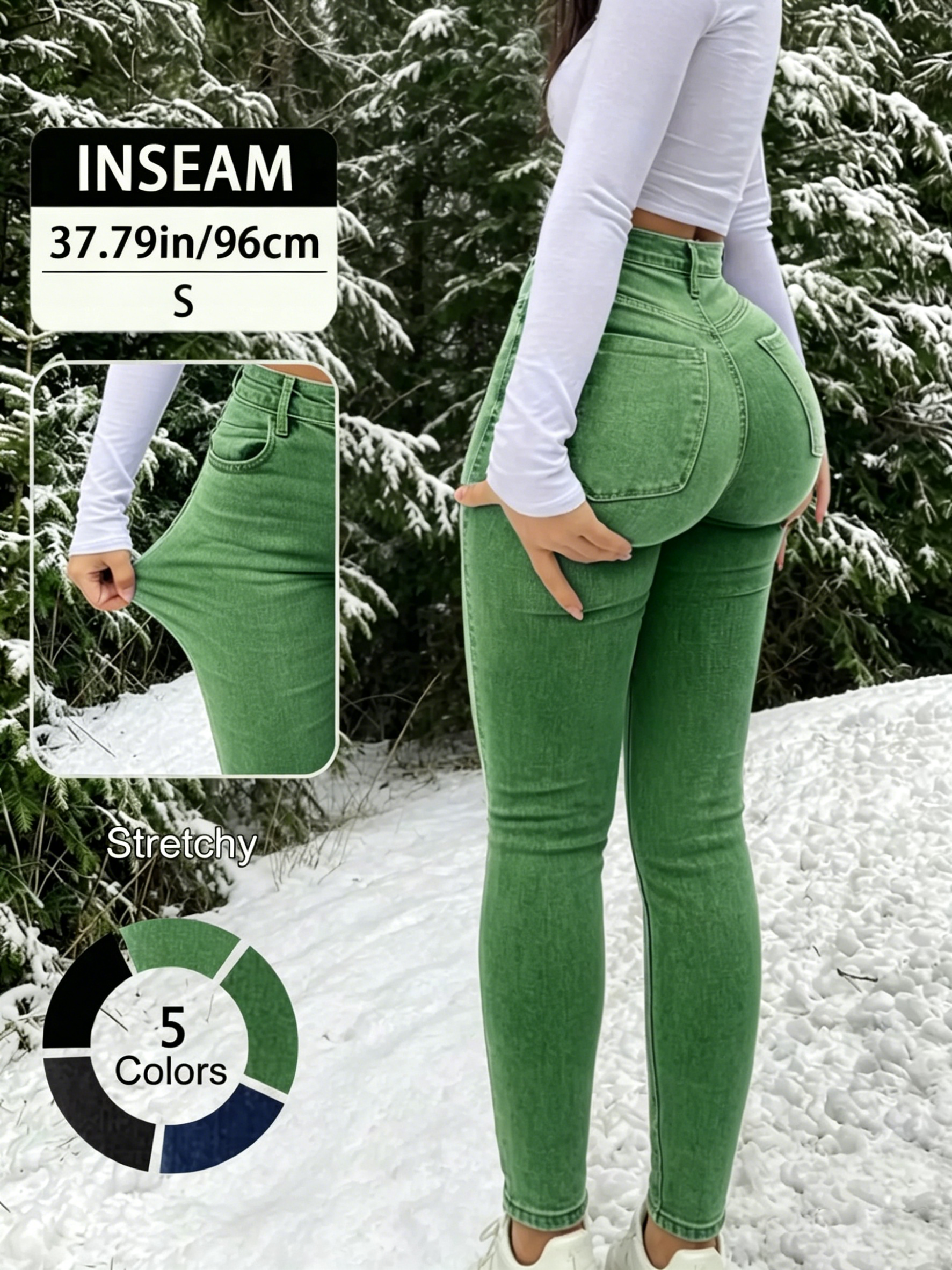 Elegant High Waist Long Skinny Denim Jeans for Women