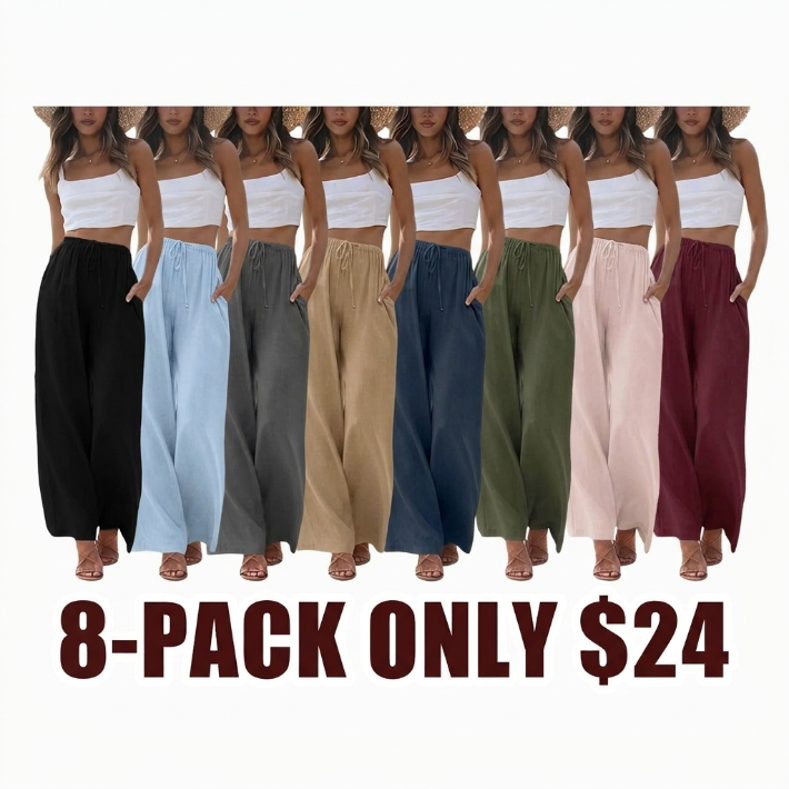 2026 Palazzo Pants for Women - Beach to Street Wide Leg + Pockets | Lightweight Summer Trousers Maxi Style Womenswear Chic Comfy Basic Minimalist Bottom