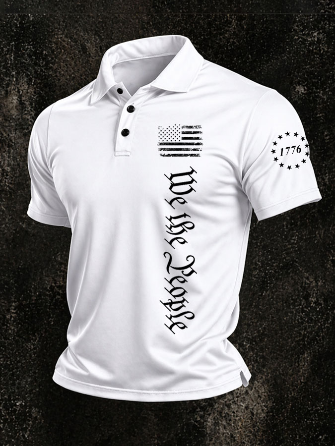Men'S Independence Day Printed Casual Polo Shirt