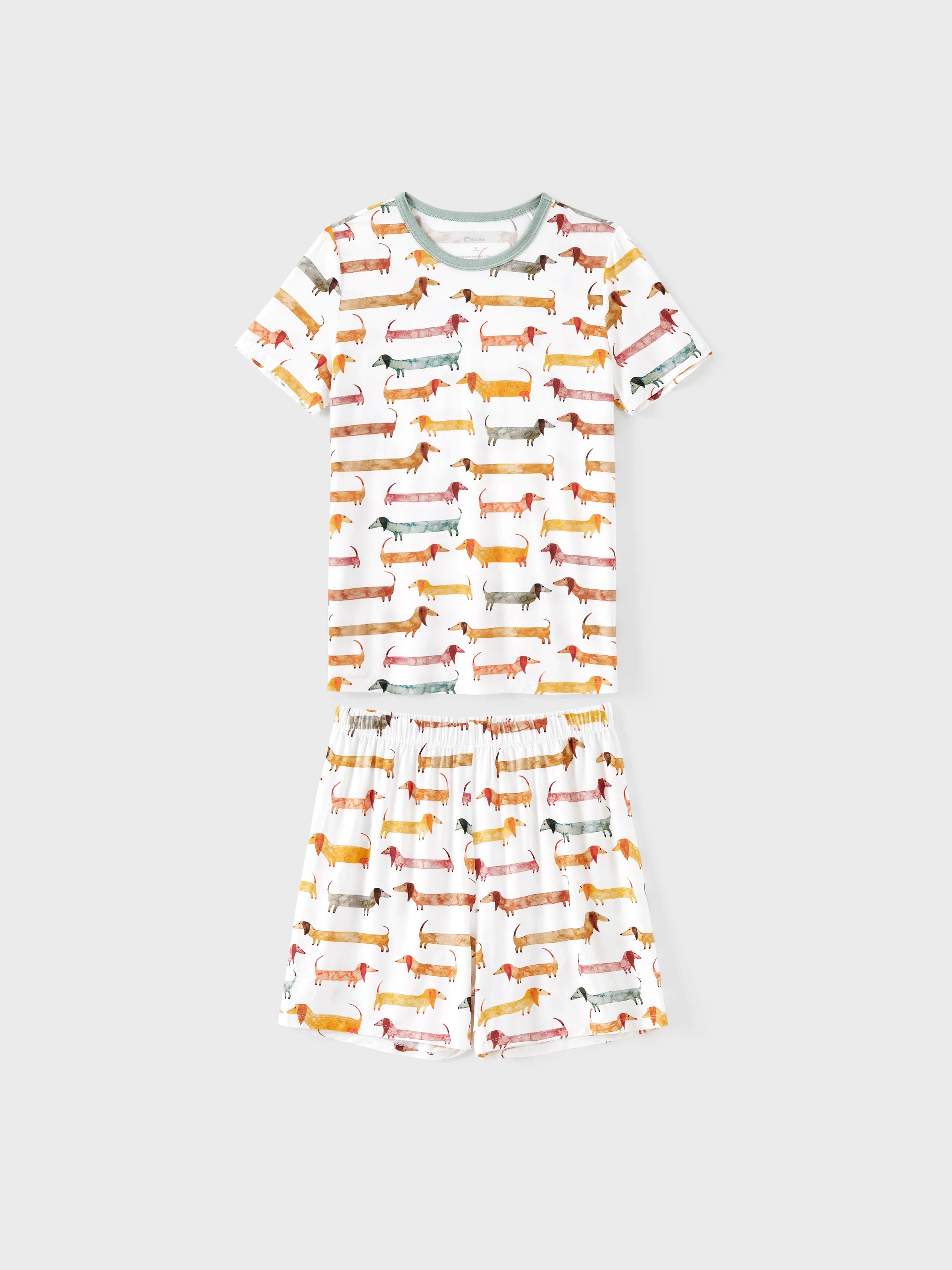 Bamboo Family Pajamas Cute Doggy Patterned Short-sleeve Matching Pajamas Set ( Snug-Fitting for Children ) Multi-color