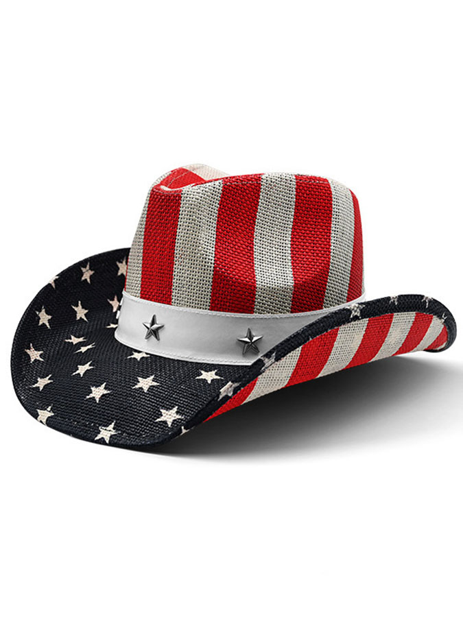 Unisex Independence Day, American Flag Celebration, Commemoration Of Western Cowboy Big Brimmed Hat