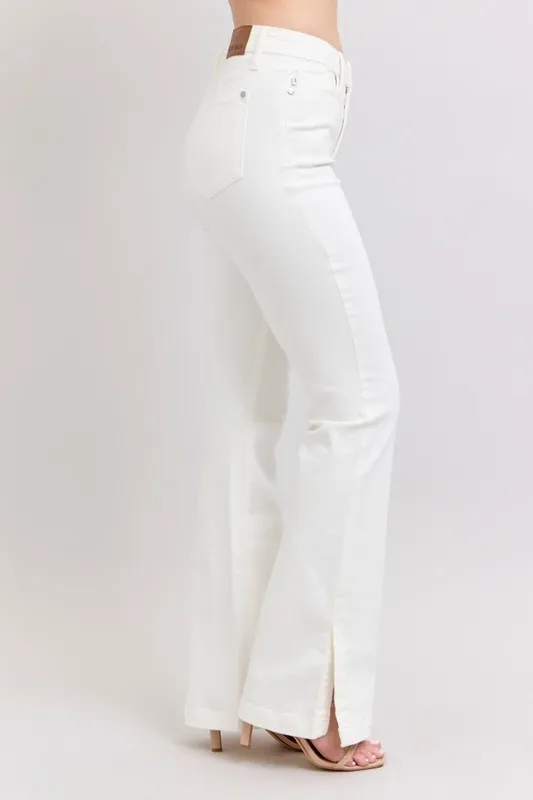 Blue Full Size High Waist Side Slit Slim Bootcut Jeans Plus Size