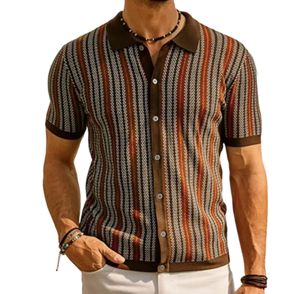 Men's Retro Button- Sweater Non-Stretch Shirt