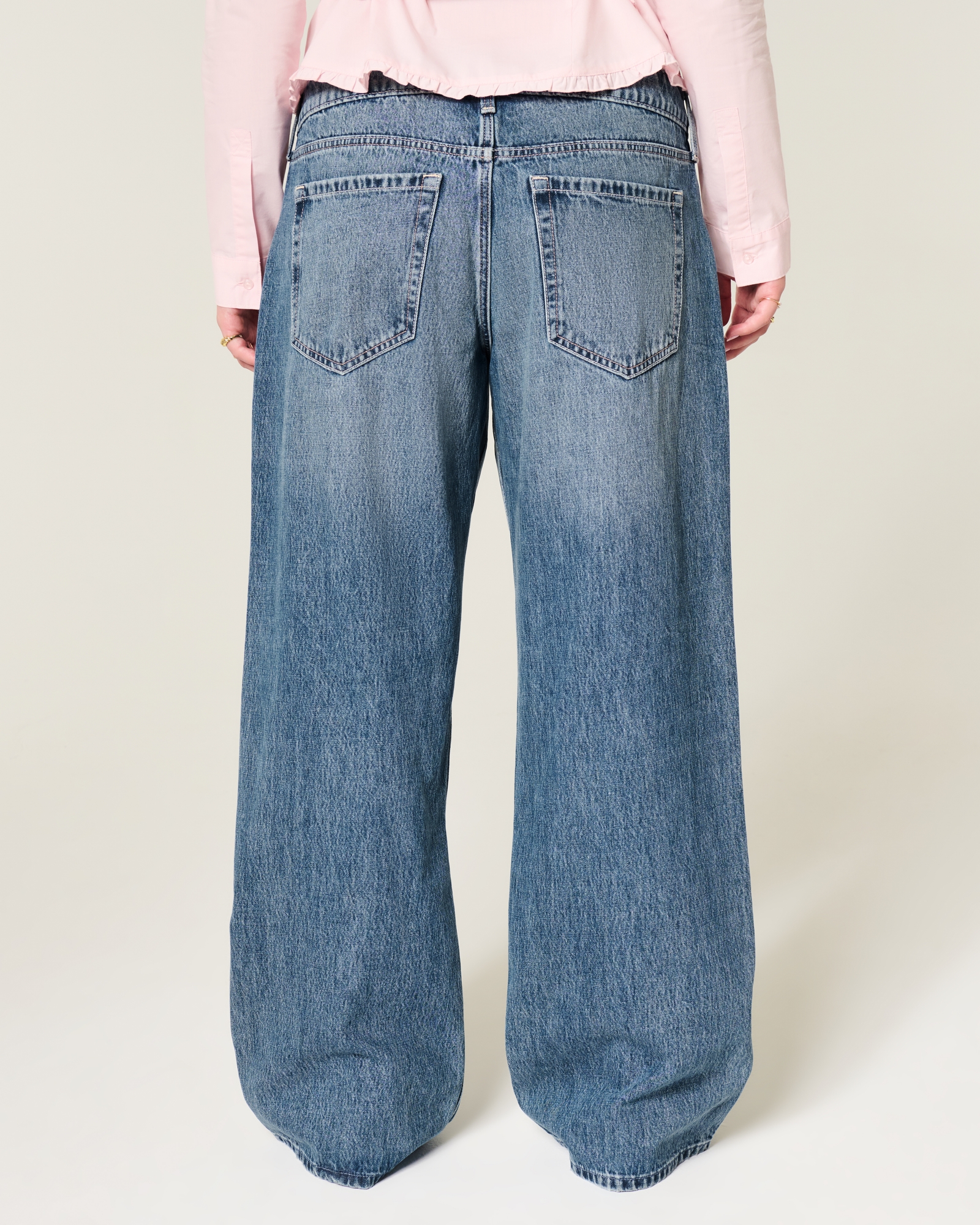 Low-Rise Dark Wash Baggy Jeans