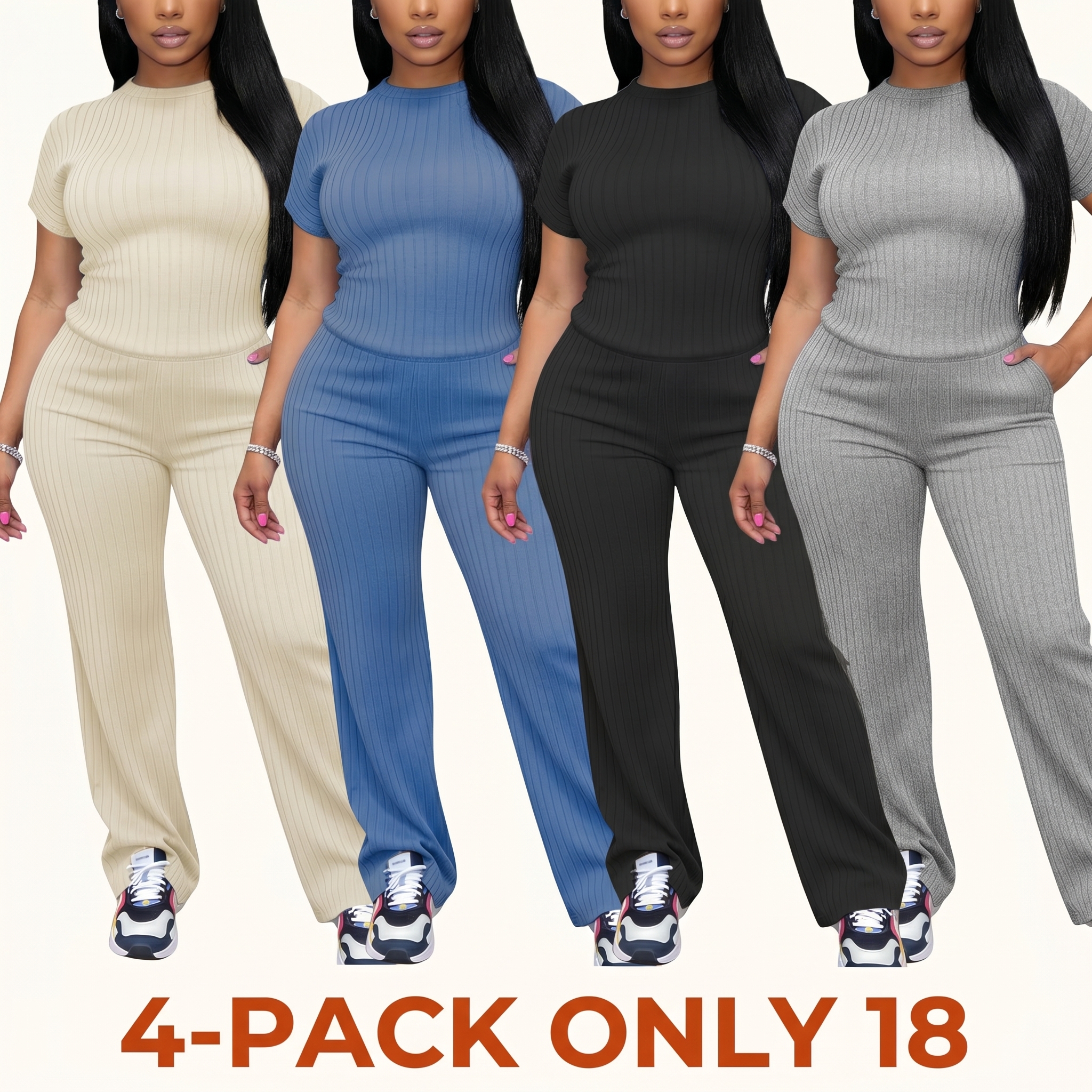 Women's Four-Season Rib-Knit Set