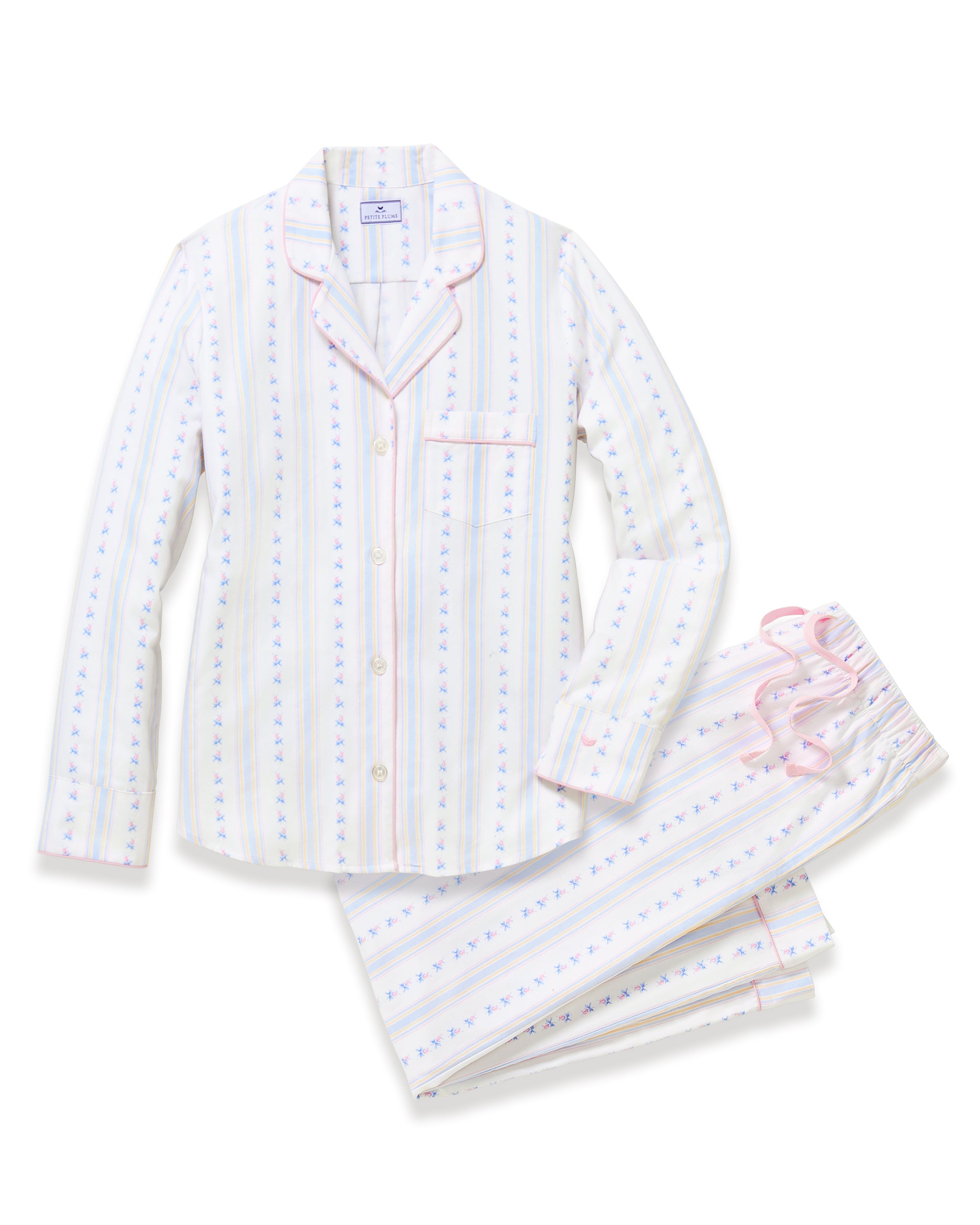 Women's Twill Pajama Set in Cottage Stripe