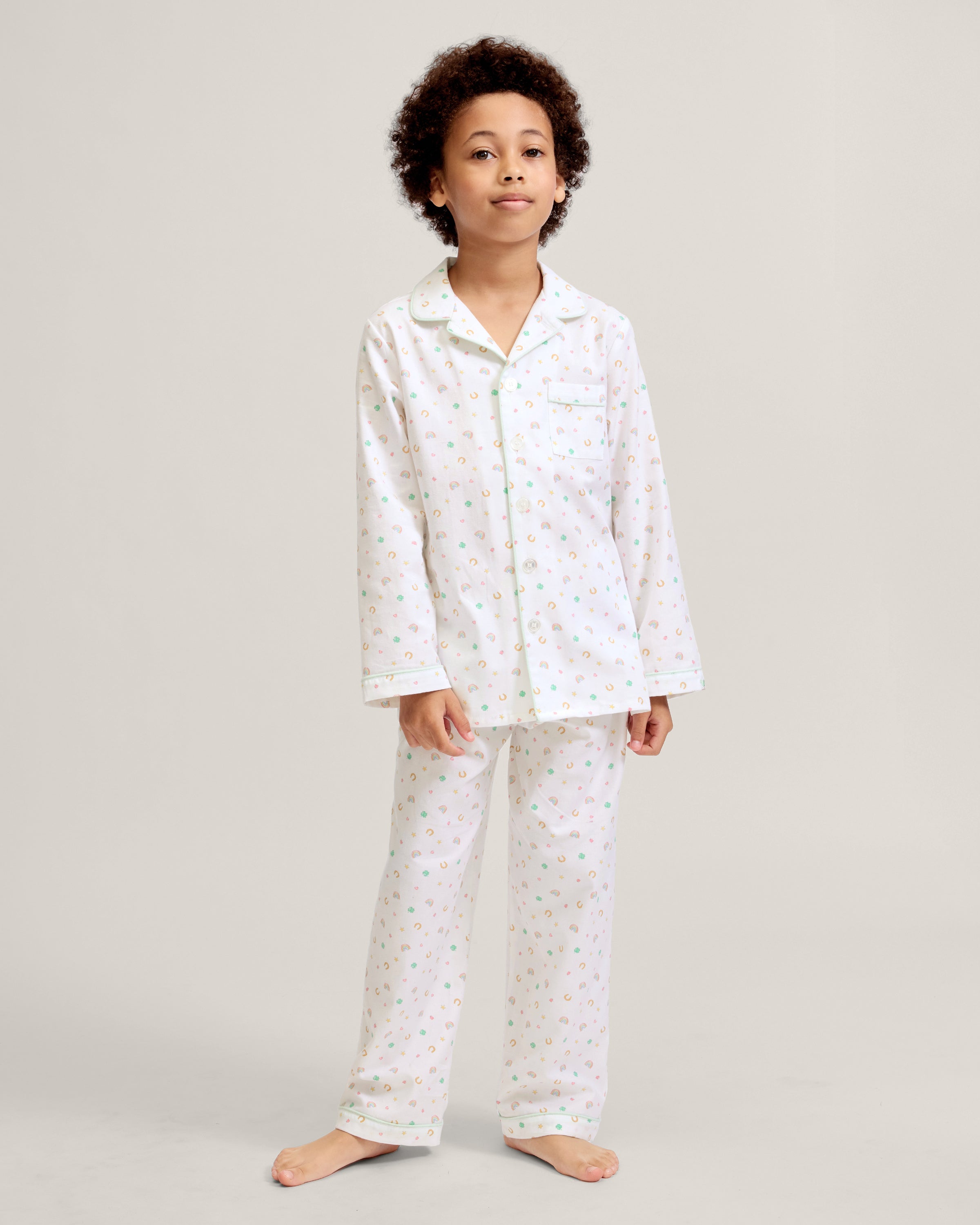 Kid's Twill Pajama Set in Good Luck Charms