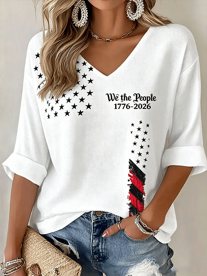 Women's Independence Day We The People 1776-2026 Print T-Shirt