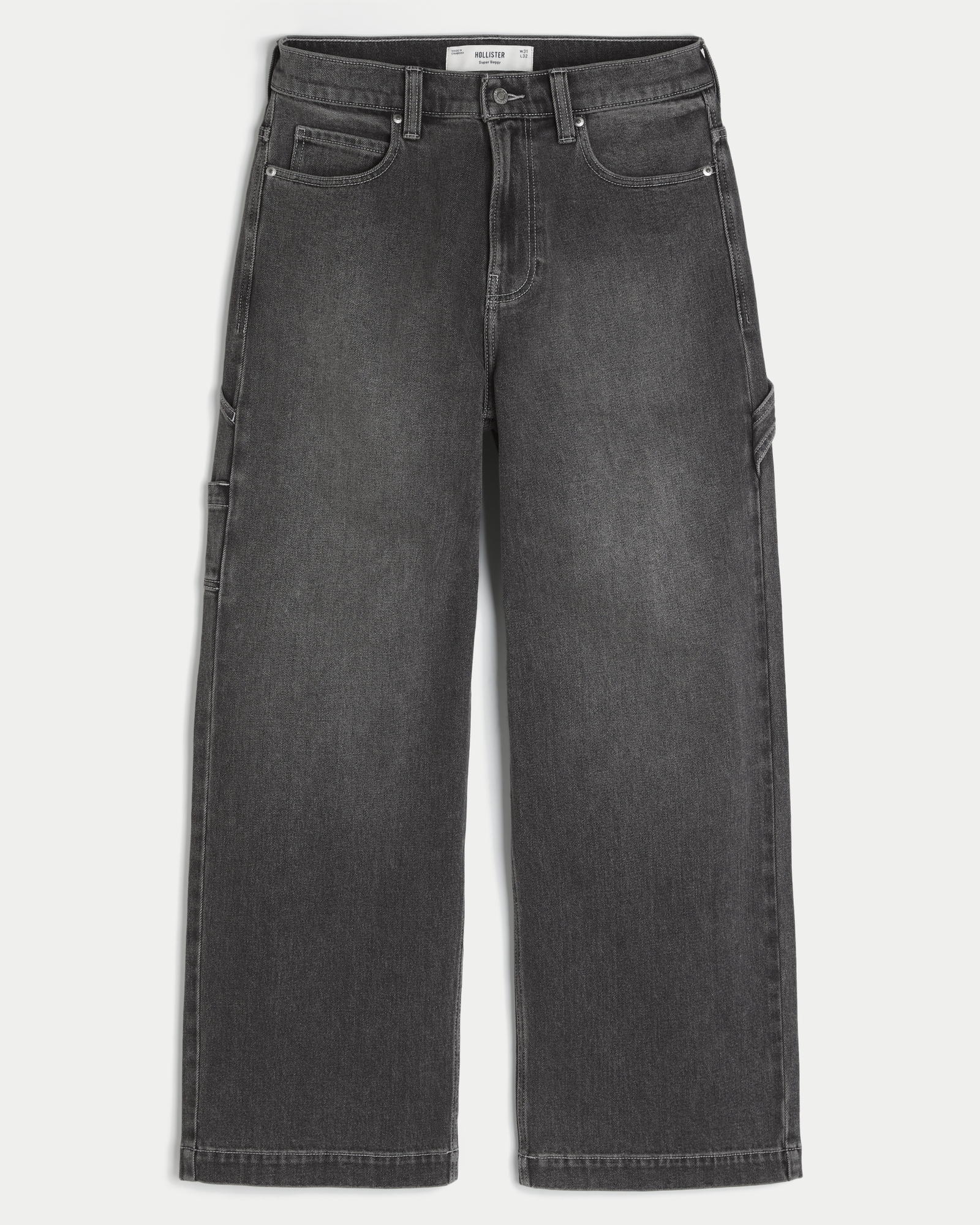 Dark Wash Logo Embroidery Super Baggy Jeans