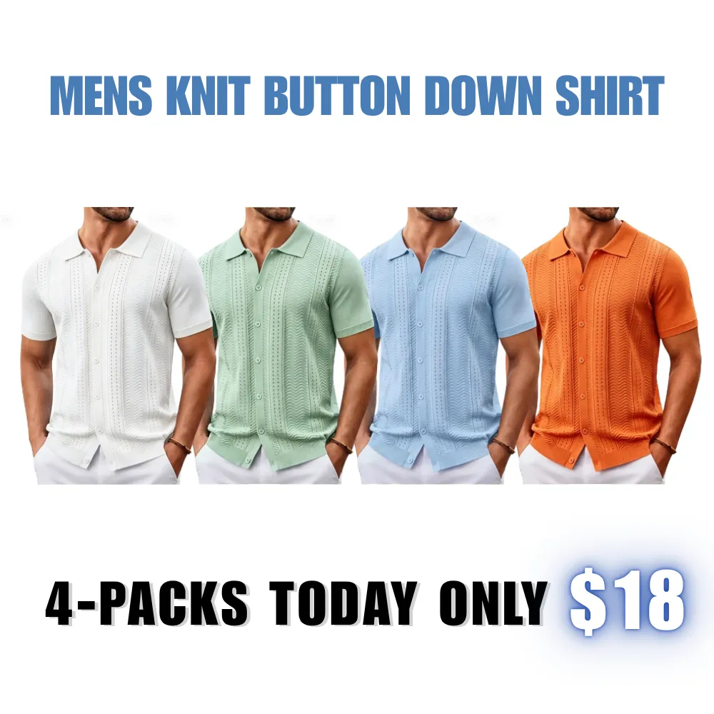 Mens Knit Button Down Shirt
