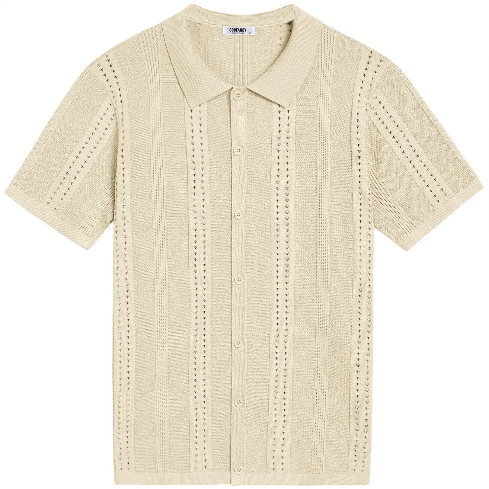 Men's Knit Shirts Short Sleeve Button Down Polo Shirt Fashion Casual Summer Beach Shirts Menswear Top