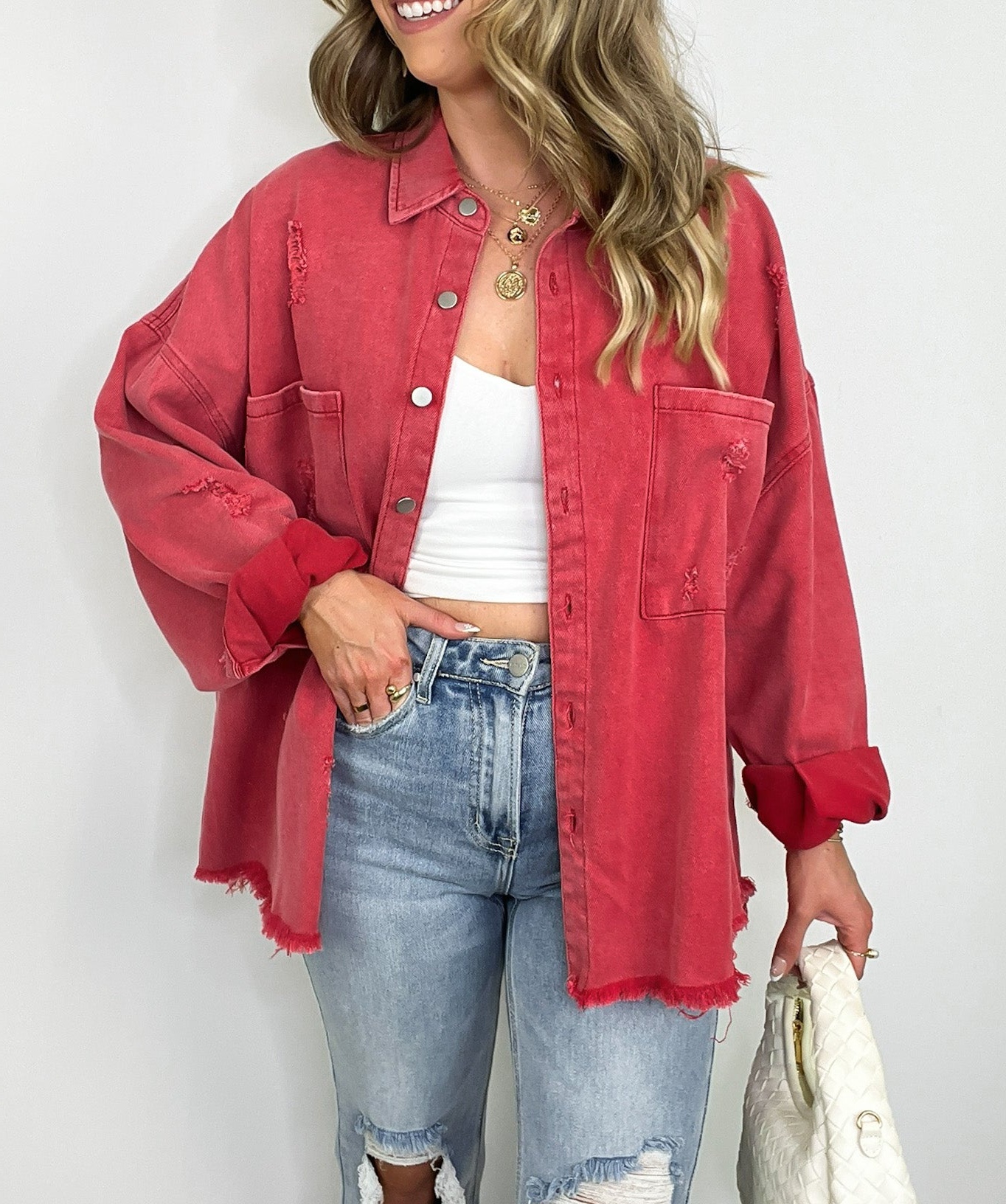 Oversized Distressed Denim Jacket