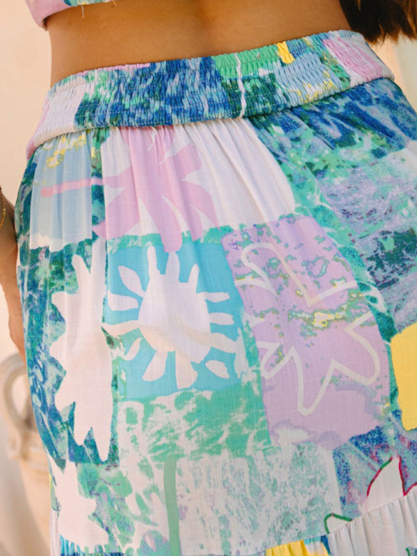 Teal Bohemian Resort Beach Maxi Skirt