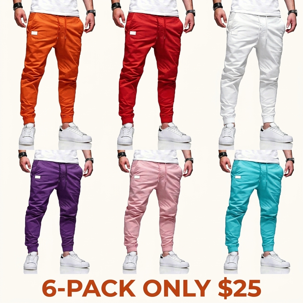 Men's Casual Joggers – Elastic Waistband with Drawstring