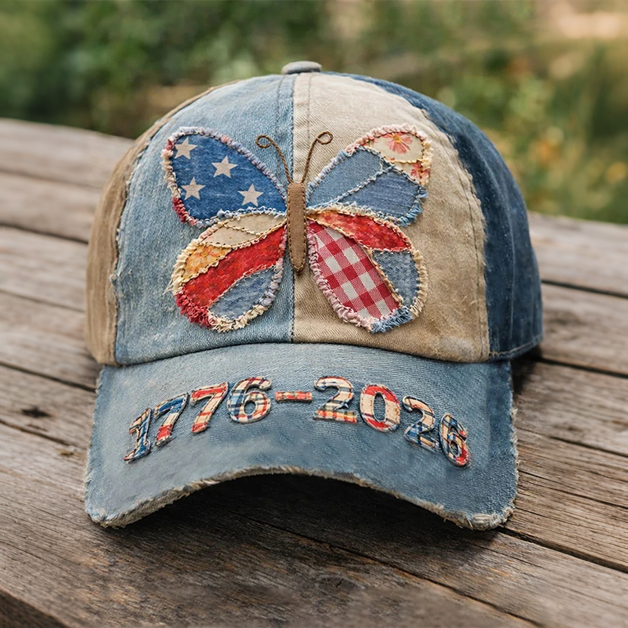 American Butterfly Patchwork Effect Printed Casual Unisex Hat