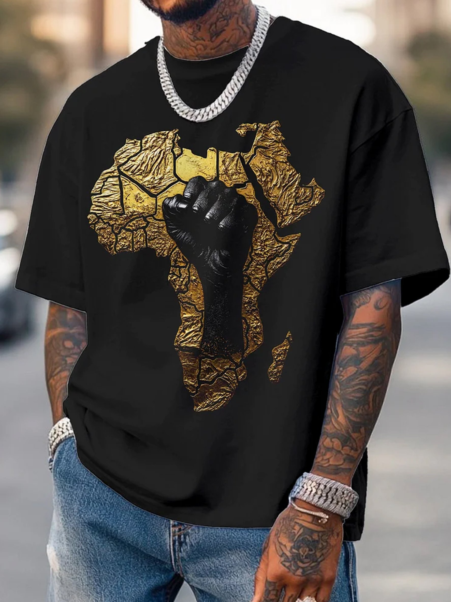 Men's Retro African Culture Print Casual Top