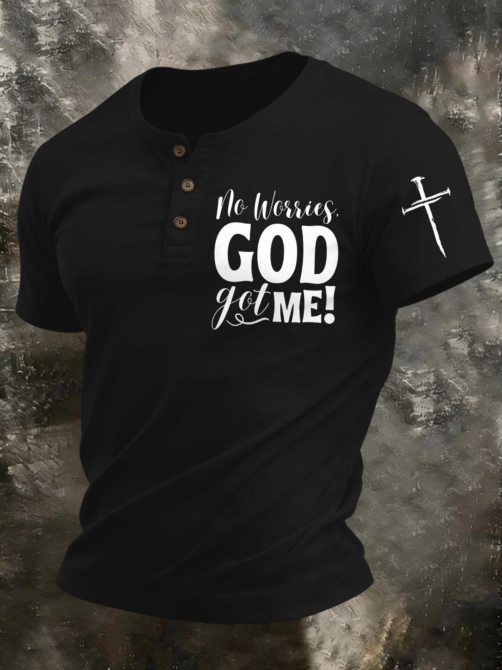 Men'S Casual Faith In Christ Jesus Henry Collar Polo Shirt