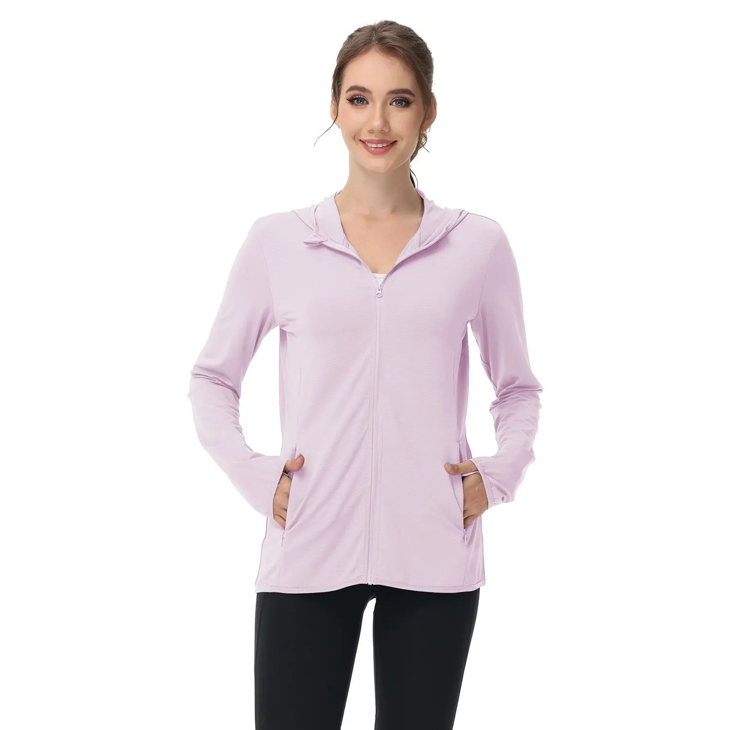 Women's Lightweight Long-Sleeved Sunscreen Hoodie Jacket - Full-Range Large Elastic
