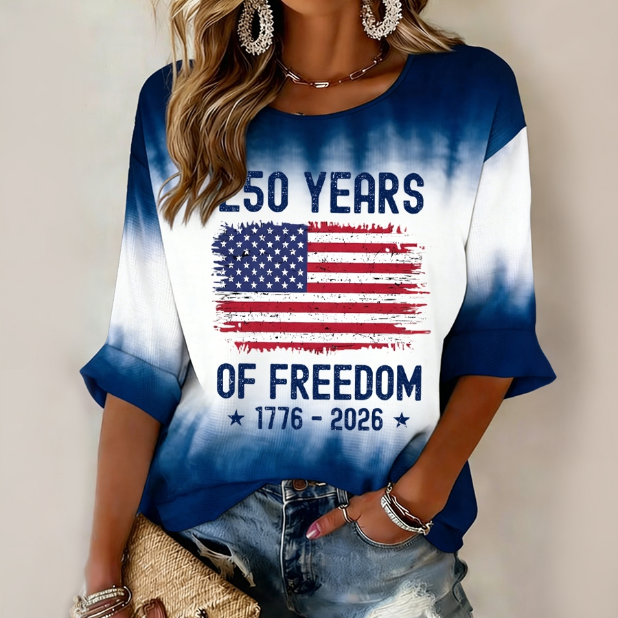 Women'S Round Neck Casual Tie Dye Top