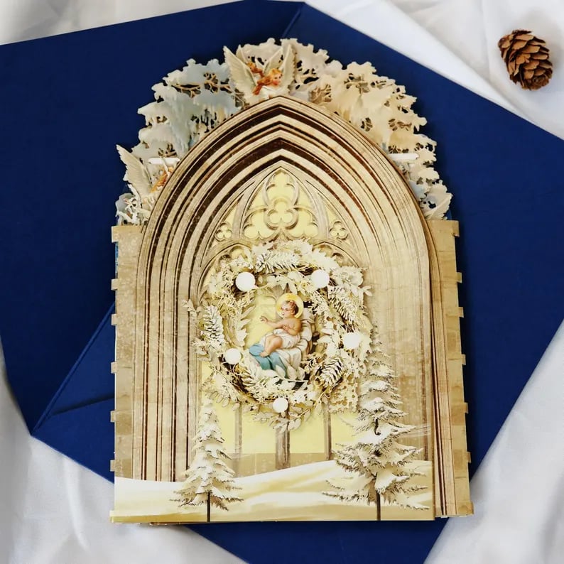 🎄Handcrafted 3D Nativity Scene Christmas Scene Greeting Card