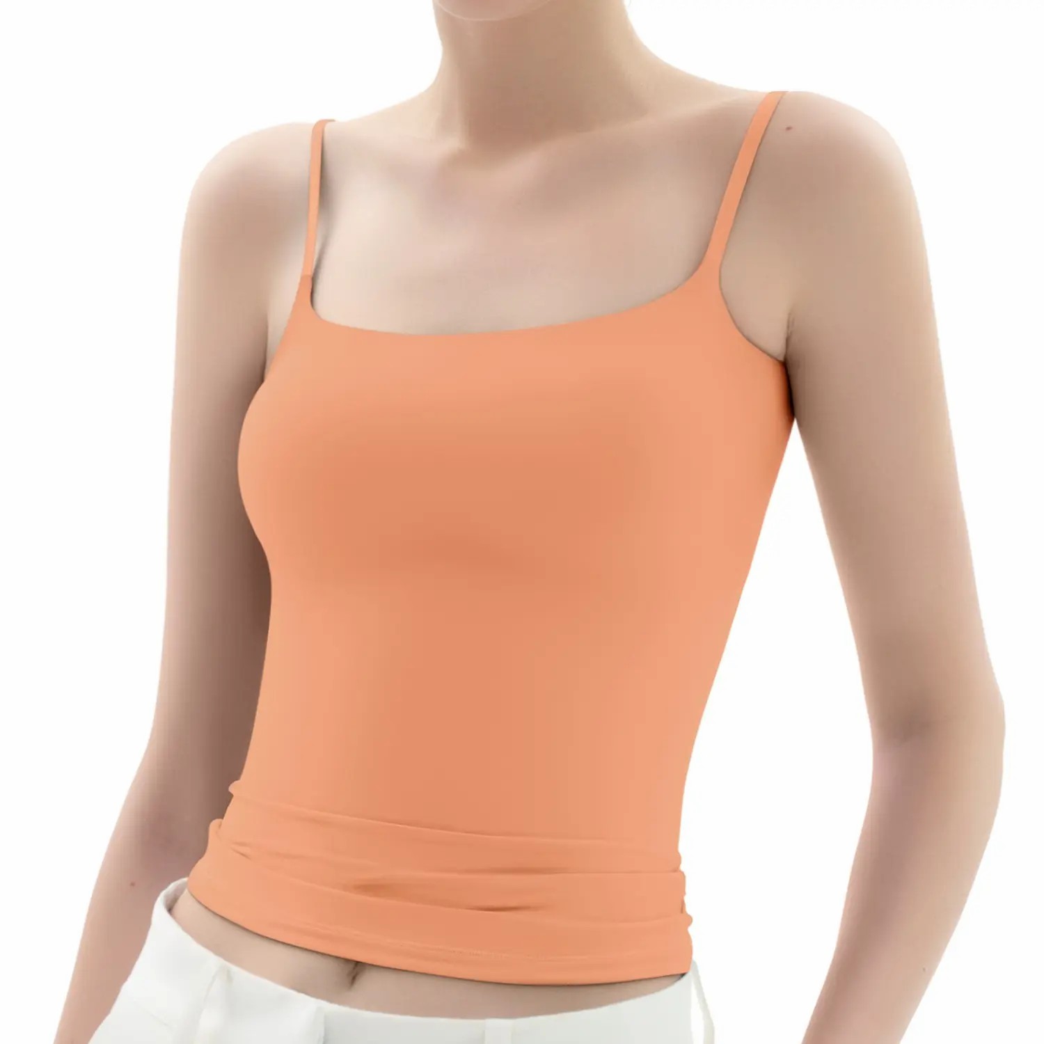 Spaghetti Strap Tank Top, Double Layer Not See-Through Cami, Buttery Soft Stretchy Top