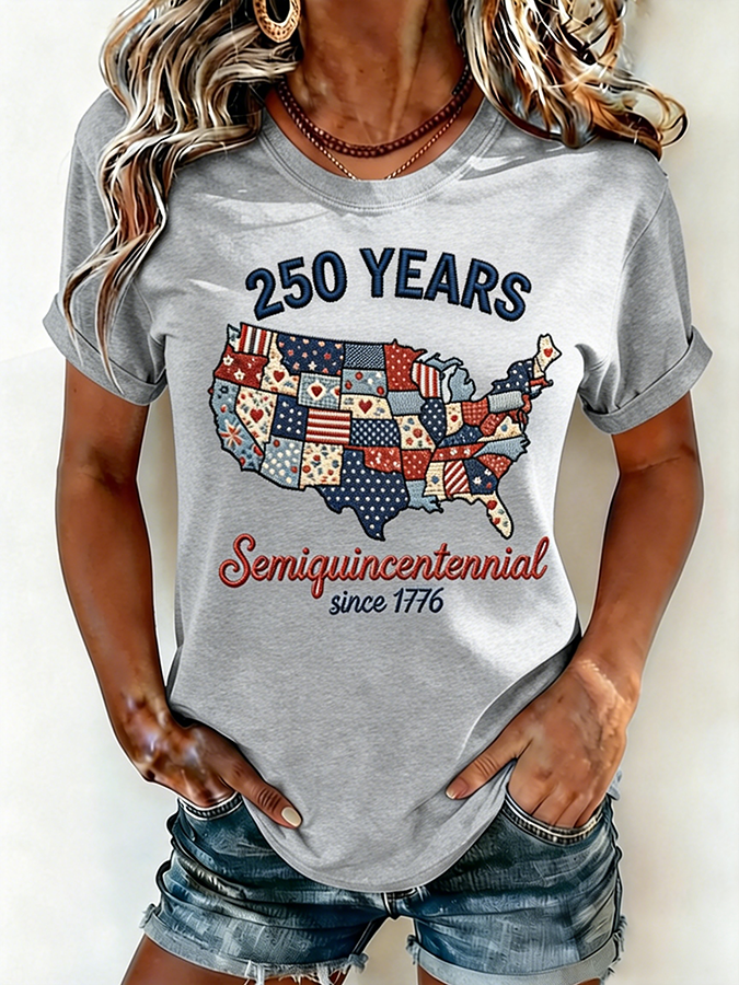 Women's 250 YEARS Semiquincentennial Patchwork USA T-Shirt