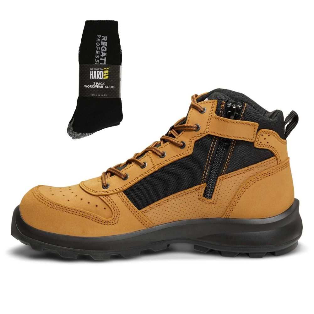 CHT Special Offer Michigan Work Boots F700919 Pack - Michigan S1P Composite Safety Toe Mid Sneaker Work Boots with Zip + 3 Pack Work Socks