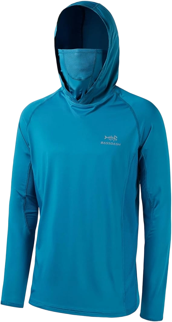 ☀️☀️UPF 50+ Men’s Long Sleeve Fishing Shirt with Mask UV Neck Gaiter Hoodie