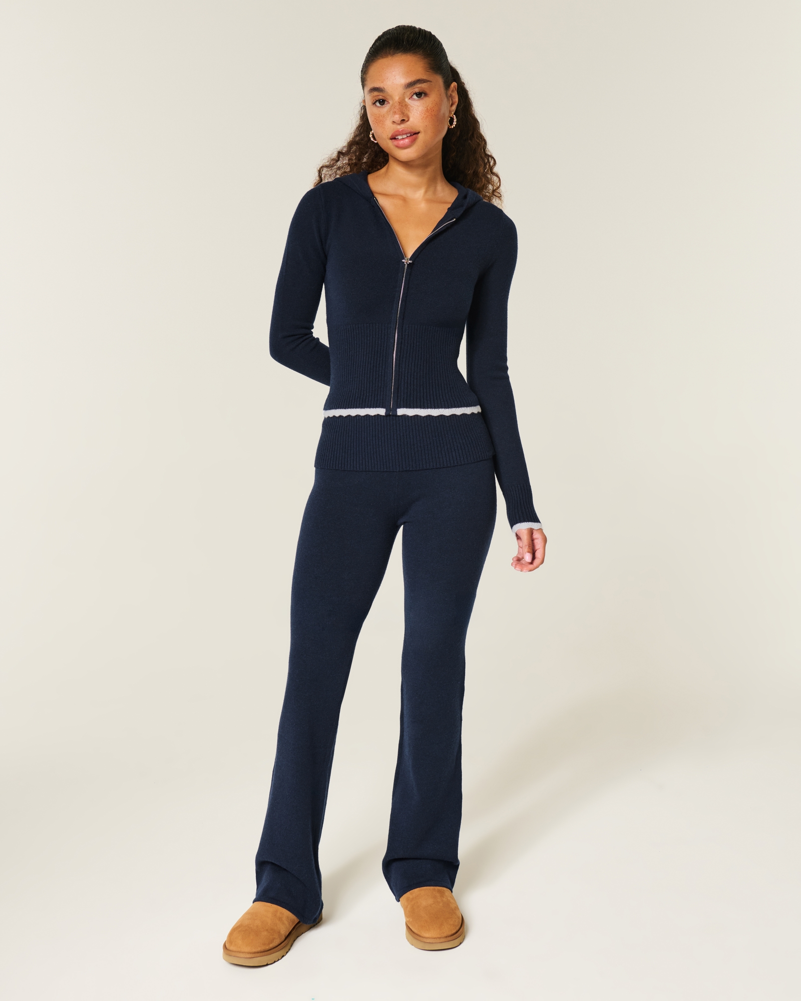 Gilly Hicks Sweater-Knit Foldover Waist Boot Pants