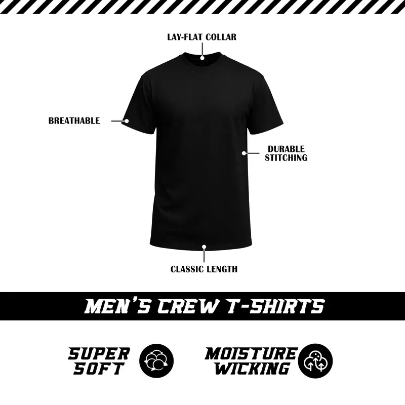 A men's black and white crew-neck T-shirt, featuring a short-sleeve design for comfortable wear