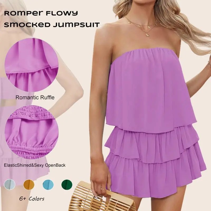 🌸 Off-Shoulder Smocked Romper